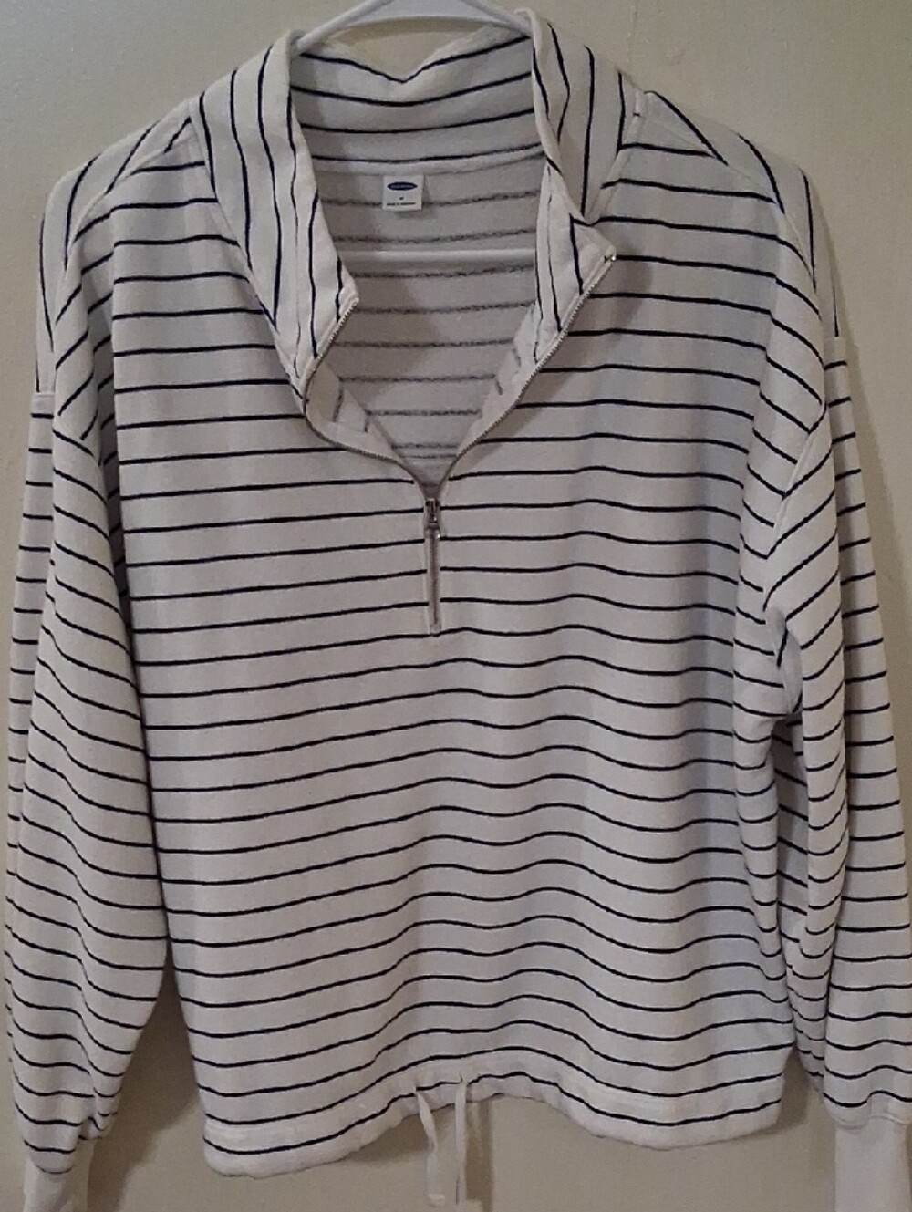 Old Navy Cream Sweater with Black Stripes